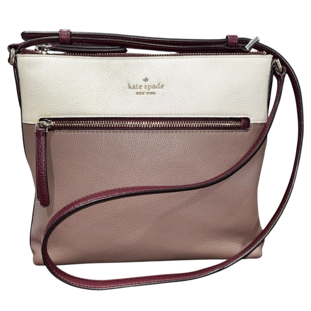 Kate Spade Cream/Taupe/Burg Colorblock Crossbody Bag